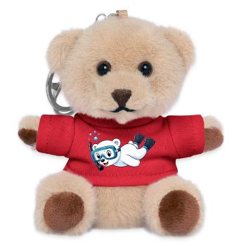 Süßer Eisbär Taucher Schnorcheln Cartoon - Teddy Schlüsselanhänger - Rot - Vorne