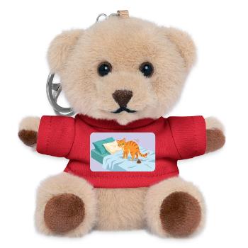 Kuschelkater scheisst aufs Bett (Rache ist süß!) - Teddy Schlüsselanhänger - Rot - Vorne