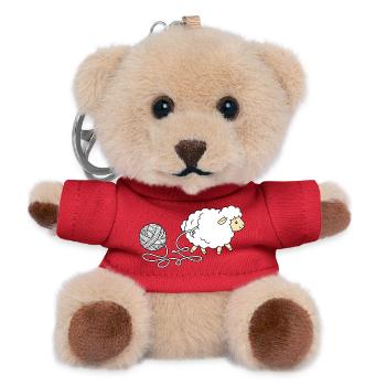 Yarn Sheep – süßes Häkelliebhaber-Strickgeschenk - Teddy Schlüsselanhänger - Rot - Vorne