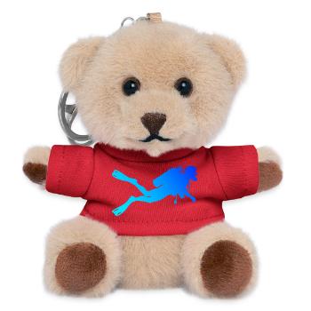 Apnoetauchen Geschenkidee für Unterwasserabenteuer - Teddy Schlüsselanhänger - Rot - Vorne