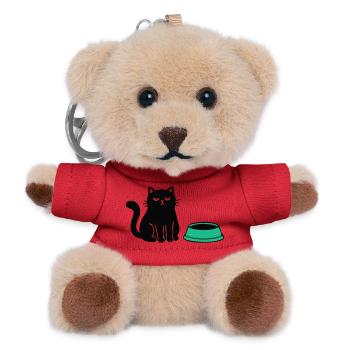 Hungrige Katze Grafik - Teddy Schlüsselanhänger - Rot - Vorne