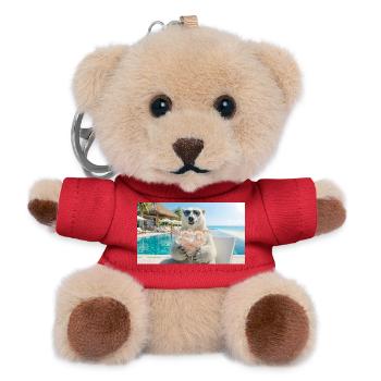 Eisbär beginnt das neue Jahr frostig - Teddy Schlüsselanhänger - Rot - Vorne