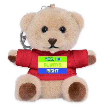 Yes, I'm Always Right Sarcastic Spruch Logo Text - Teddy Schlüsselanhänger - Rot - Vorne