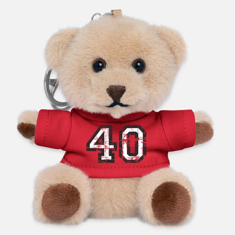 Number 40 Forty 40th Birthday Design (EU) - Teddy Keyring - red