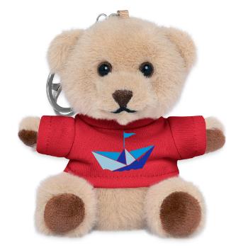 kleines Papierschiffchen im Wasser mit Flagge - Teddy Schlüsselanhänger - Rot - Vorne