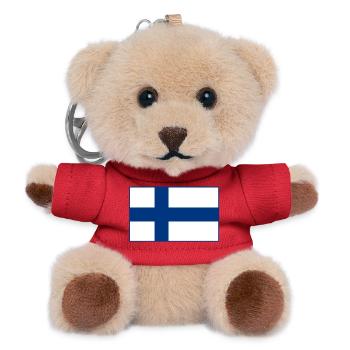 Drapeau de la Finlande - Porte-clés ourson - rouge - Devant