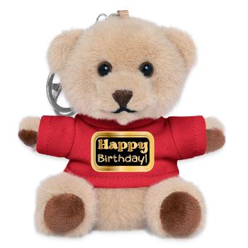 ALLES GUTE ZUM GEBURTSTAG - HERZLICHEN GLÜCKWUNSCH - Teddy Schlüsselanhänger - Rot - Vorne