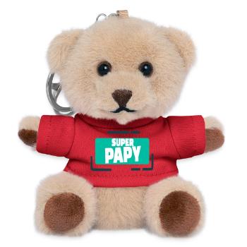 Super Opa bunte Illustration - Teddy Schlüsselanhänger - Rot - Vorne