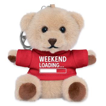 Week-end Loading... – Design minimal amusant - Porte-clés ourson - rouge - Devant
