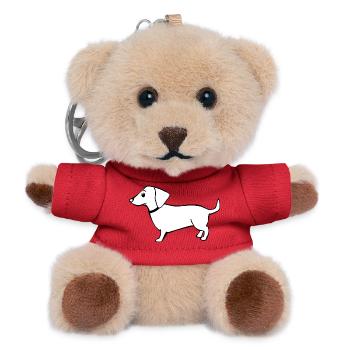 personalisiertes Dachshund Hunde T-shirt Geschenk - Teddy Schlüsselanhänger - Rot - Vorne