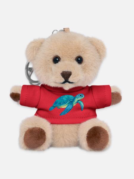 Blaue Meeresschildkröte Aquarell - Teddy Schlüsselanhänger - Rot