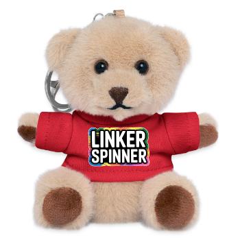 Linker Spinner Spruch – Politischer Humor mit Halt - Teddy Schlüsselanhänger - Rot - Vorne