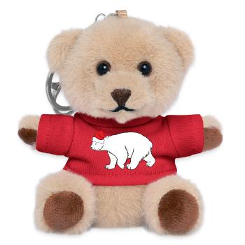 Eisbär mit roter Nikolausmütze Winter Weihnachten  - Teddy Schlüsselanhänger - Rot - Vorne