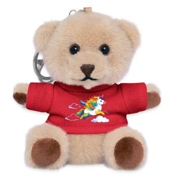 Fliegendes Regenbogen Einhorn – Magisches Motiv - Teddy Schlüsselanhänger - Rot - Vorne