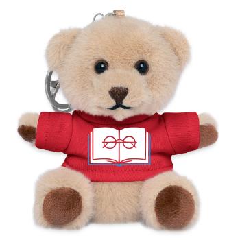 Book and Glasses Outline - Teddy Keyring - red - Front