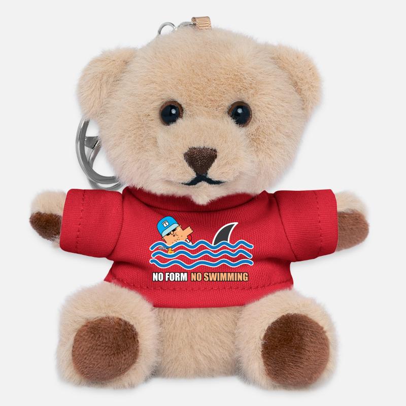 No Form No Swimming Cartoon - Teddy Keyring - red