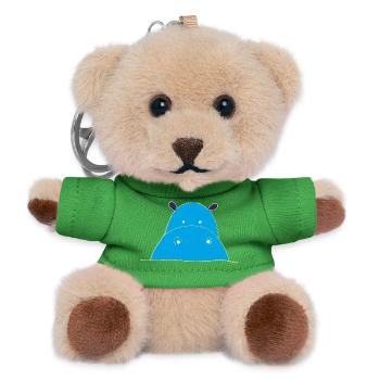 Blauer Hippo nilpferd - Teddy Schlüsselanhänger - Grün - Vorne