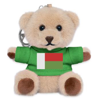 Drapeau de Madagascar - Porte-clés ourson - vert - Devant