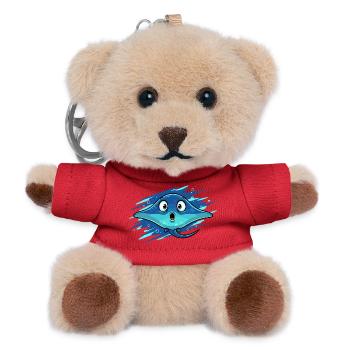 Kawaii Manta Smile Blue - Teddy Keyring - red - Front