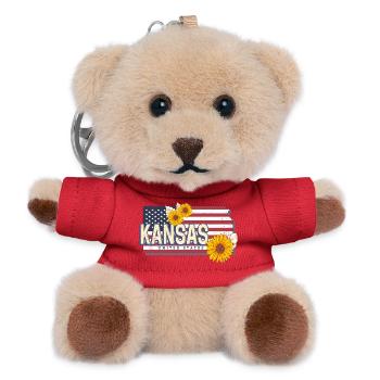 Kansas United States Retro Map Souvenir - Teddy Keyring - red - Front