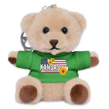 Kansas United States Retro Map Souvenir - Teddy Keyring - green - Front