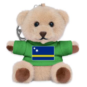 Drapeau de Curaçao - Porte-clés ourson - vert - Devant