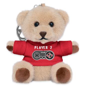 Player 2 Pixel Controller Graphic - Teddy Keyring - red - Front