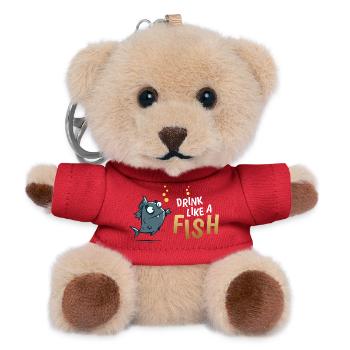 Trink wie ein Fisch Cartoonfisch - Teddy Schlüsselanhänger - Rot - Vorne