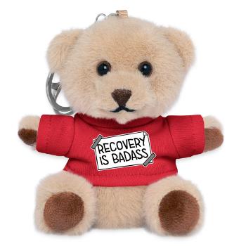 Recovery Is Badass Motivational Recovery Quote Logo - Teddy Keyring - red - Front