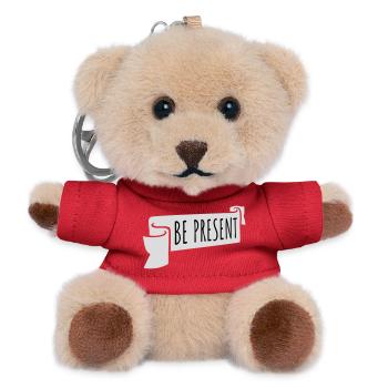 Be present at the moment here and now Quote Text - Teddy Keyring - red - Front