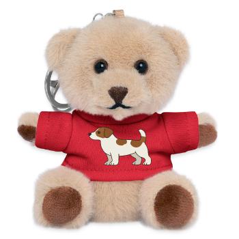 Beagle Cartoon Dog White Brown - Teddy Keyring - red - Front