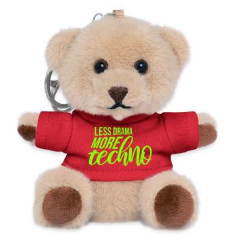 Less drama more techno Spruch Party Rave Logo Text - Teddy Schlüsselanhänger - Rot - Vorne