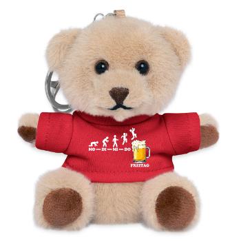 Freitag Bier Wochenende Feierabend Lustiger Spruch - Teddy Schlüsselanhänger - Rot - Vorne