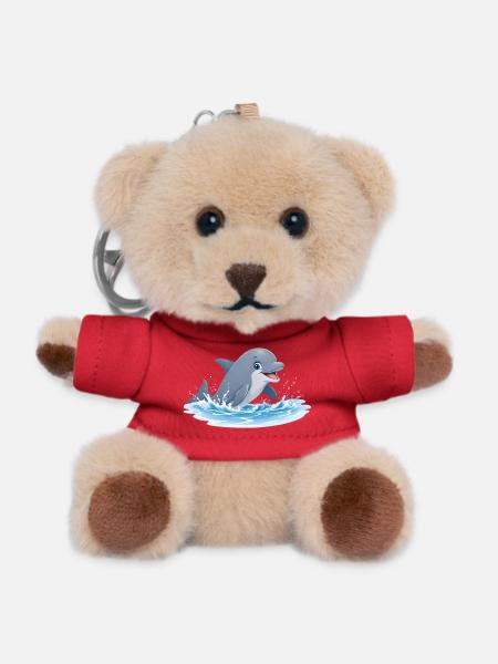 Delfinenspiel in Meereswellen - Teddy Schlüsselanhänger - Rot