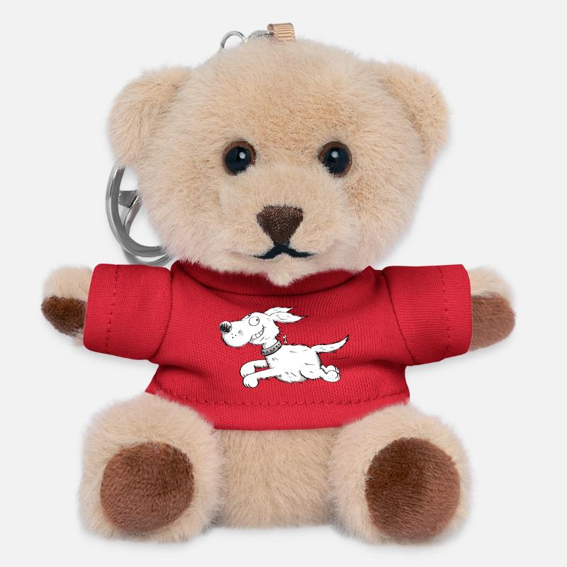 Funny Running Dog - Comic - Teddy Keyring - red