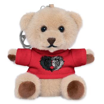 Double lion portrait in black and white - Teddy Keyring - red - Front