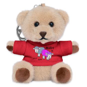 Vintage Schafe - MÄH statt BÄH - Teddy Schlüsselanhänger - Rot - Vorne