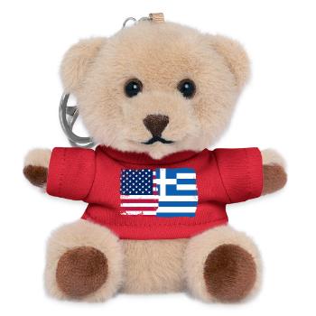 US Greece Flag Fusion - Teddy Keyring - red - Front