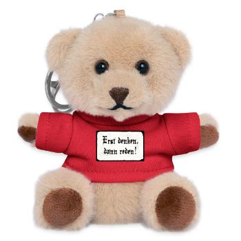 Erst denken, dann reden! - Teddy Schlüsselanhänger - Rot - Vorne