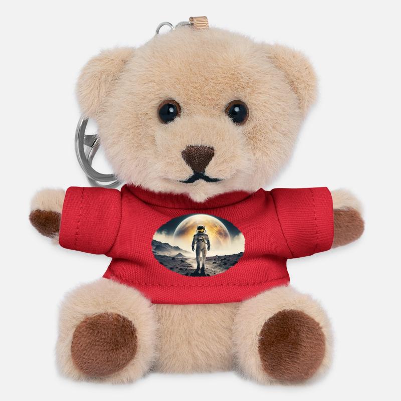 Astronaut on moonscape - Teddy Keyring - red