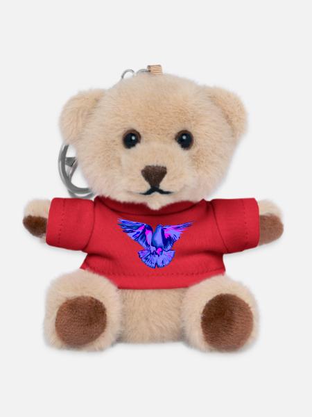 Taube blau - Teddy Schlüsselanhänger - Rot