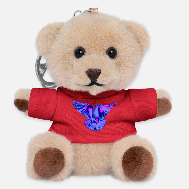 Taube blau - Teddy Schlüsselanhänger - Rot