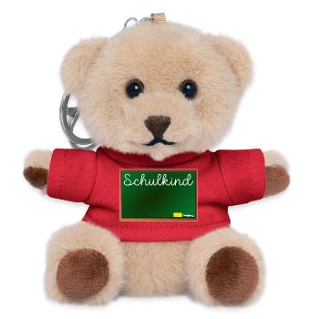 Namensschild Einschulung Schulkind - Teddy Schlüsselanhänger - Rot - Vorne