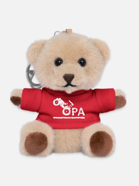 Opa Traktor Landwirt Großvater Geschenk Kritzeln - Teddy Schlüsselanhänger - Rot
