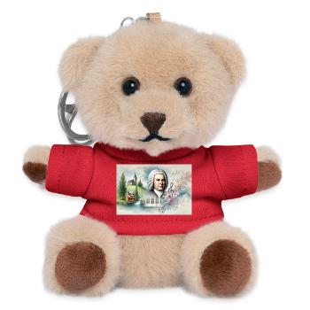 Johann Sebastian Bach: Porträt in vielen Malstilen - Teddy Schlüsselanhänger - Rot - Vorne