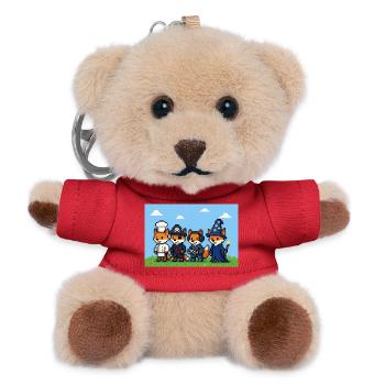 Pixel art fox group in fantasy world - Teddy Keyring - red - Front