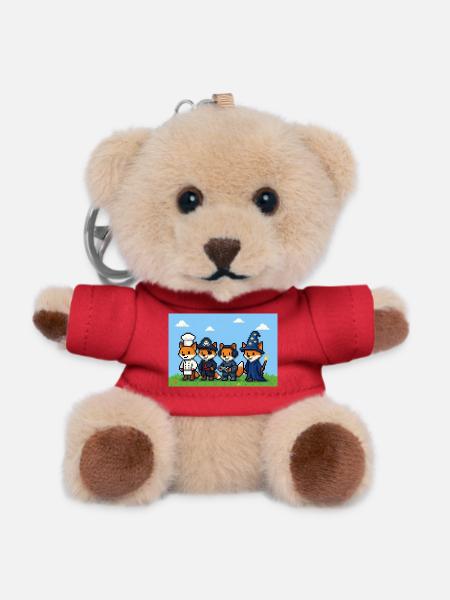 Pixel art fox group in fantasy world - Teddy Keyring - red