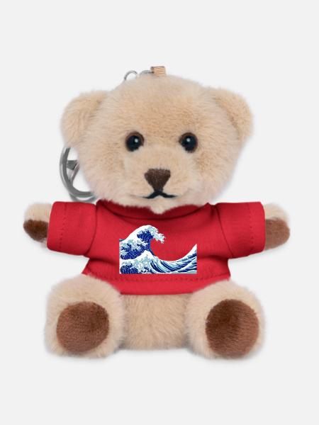 kanagawa Traditional Japanese waves - Teddy Keyring - red