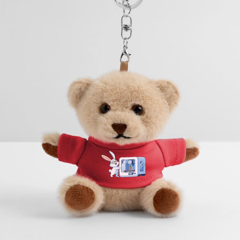 Funny Rabbit Nerd Programmer 3D Printer Teddy Keyring