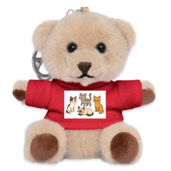 Katzen Vierergruppe Cartoon - Teddy Schlüsselanhänger - Rot - Vorne